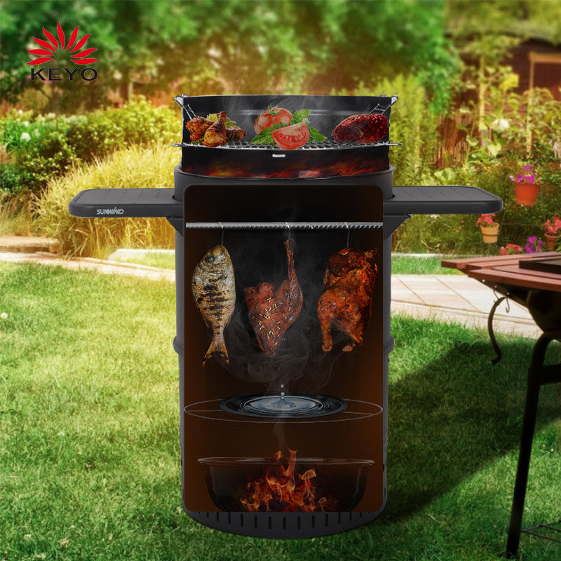 Smokers 18นิ้วแนวตั้งกลองบาร์เรลถ่านสูบบุหรี่เตาบาร์บีคิวอัพเกรด14/16/18/20นิ้ว