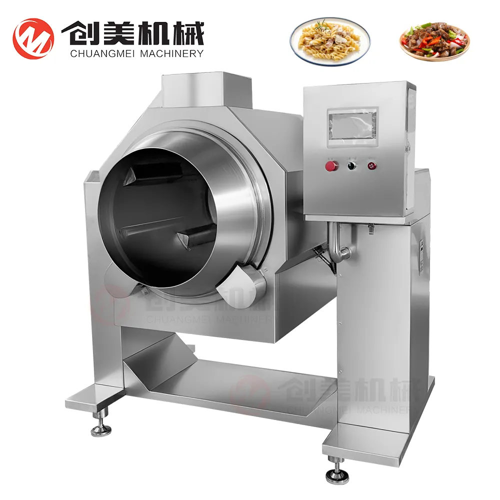 Big Capacity Automatic Intelligent Stir Fry Drum Cooking Mixer Machine With Non Stick - Wok - foodmachtech