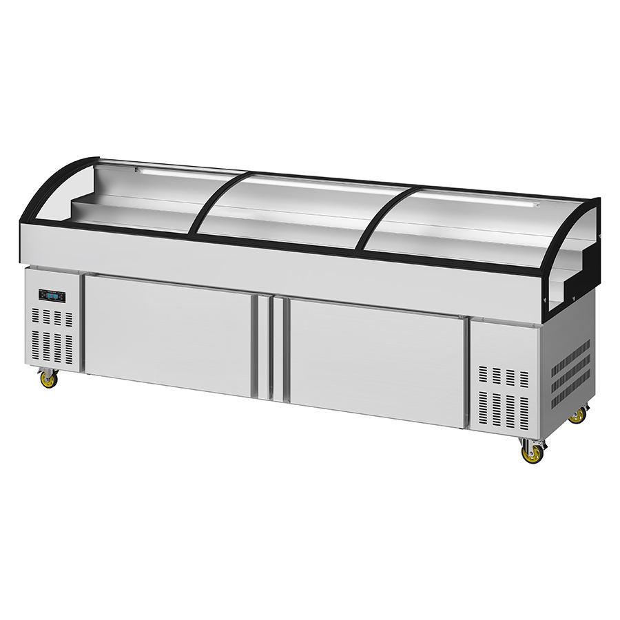 Горячий горшок шампуры из нержавеющей стали Трехуровневый шкаф-витрина Хранение морепродуктов Мясо Рестораны Стекло 3 полки