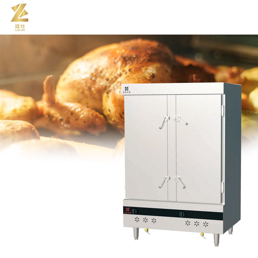 Aço inoxidável comercial cronometrado dupla porta grande capacidade steamer novo design lado a lado para cozinhar arroz cantina eficiente