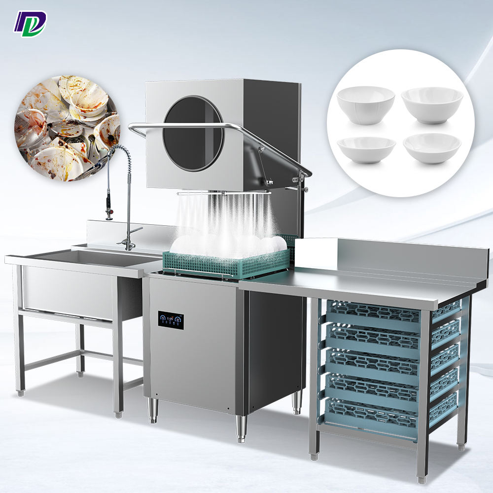 Restaurante De Aço Inoxidável Inteligente Comercial Hood Type Máquina De Lava-louças Restaurante Lava-louças Restaurante