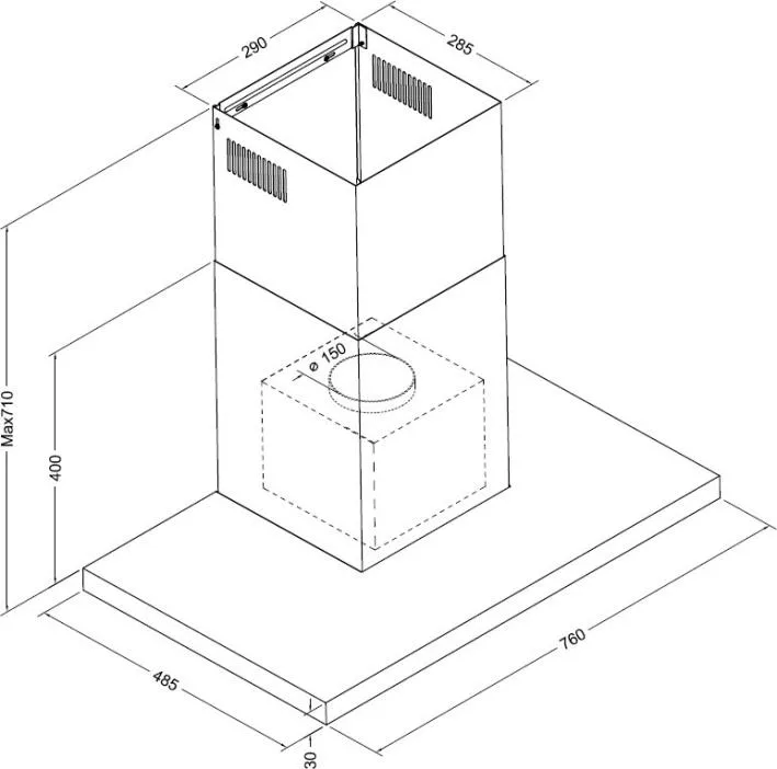 Capot de gamme de bâti de mur, contrôle tactile, forme T d'acier inoxydable Rangehood - Épurateur de vapeur - foodmachtech