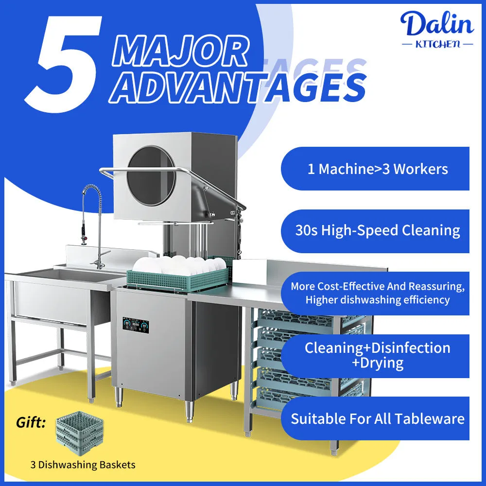 Smart Stainless Steel Restaurant Commercial Hood Type Dishwasher Machine Restaurant Dishwasher Dish Washer Restaurant - Dishwasher - foodmachtech