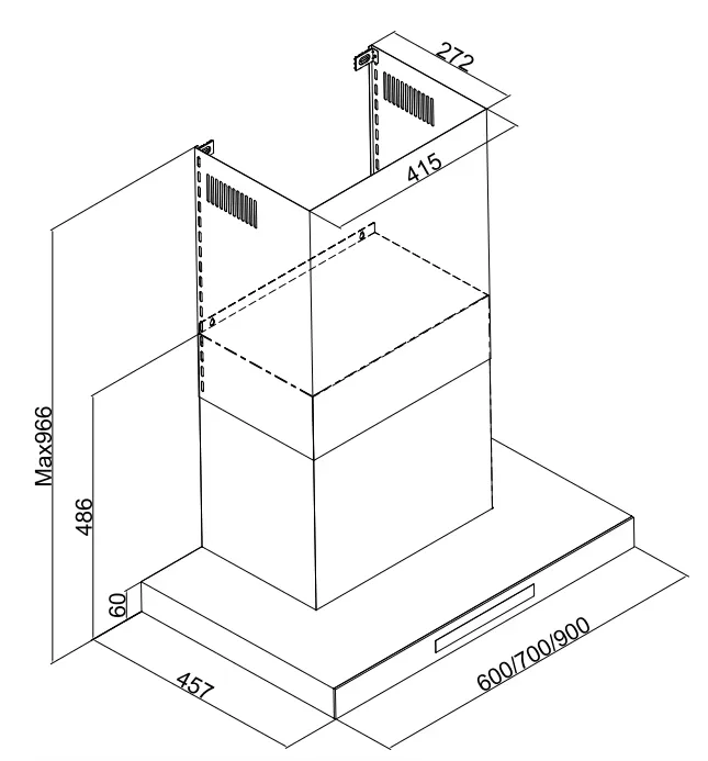 Capot de gamme de bâti de mur, contrôle tactile avec la vague de main, acier inoxydable T forme Rangehood - Épurateur de vapeur - foodmachtech