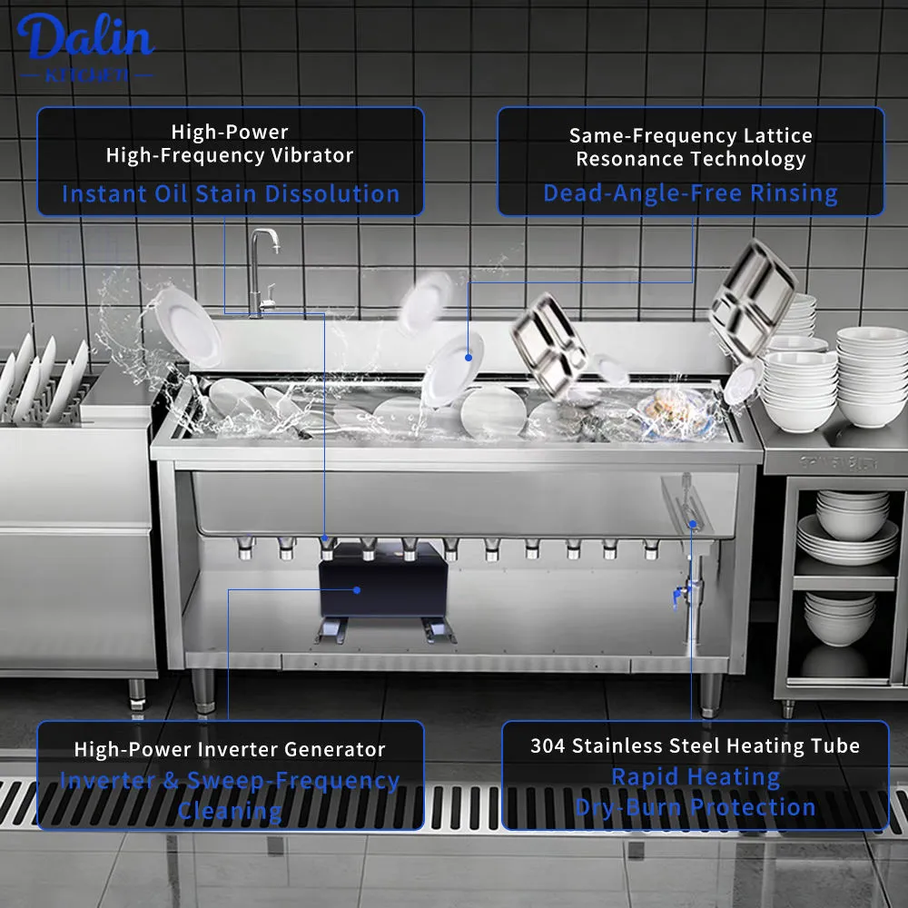 De alta Eficiencia Ultrasónico Cuencos Lavaplatos Máquina Industrial Automática Fregadero Limpiador de Cocina Comercial Profesional - Lavabo de lavado vegetal - foodmachtech
