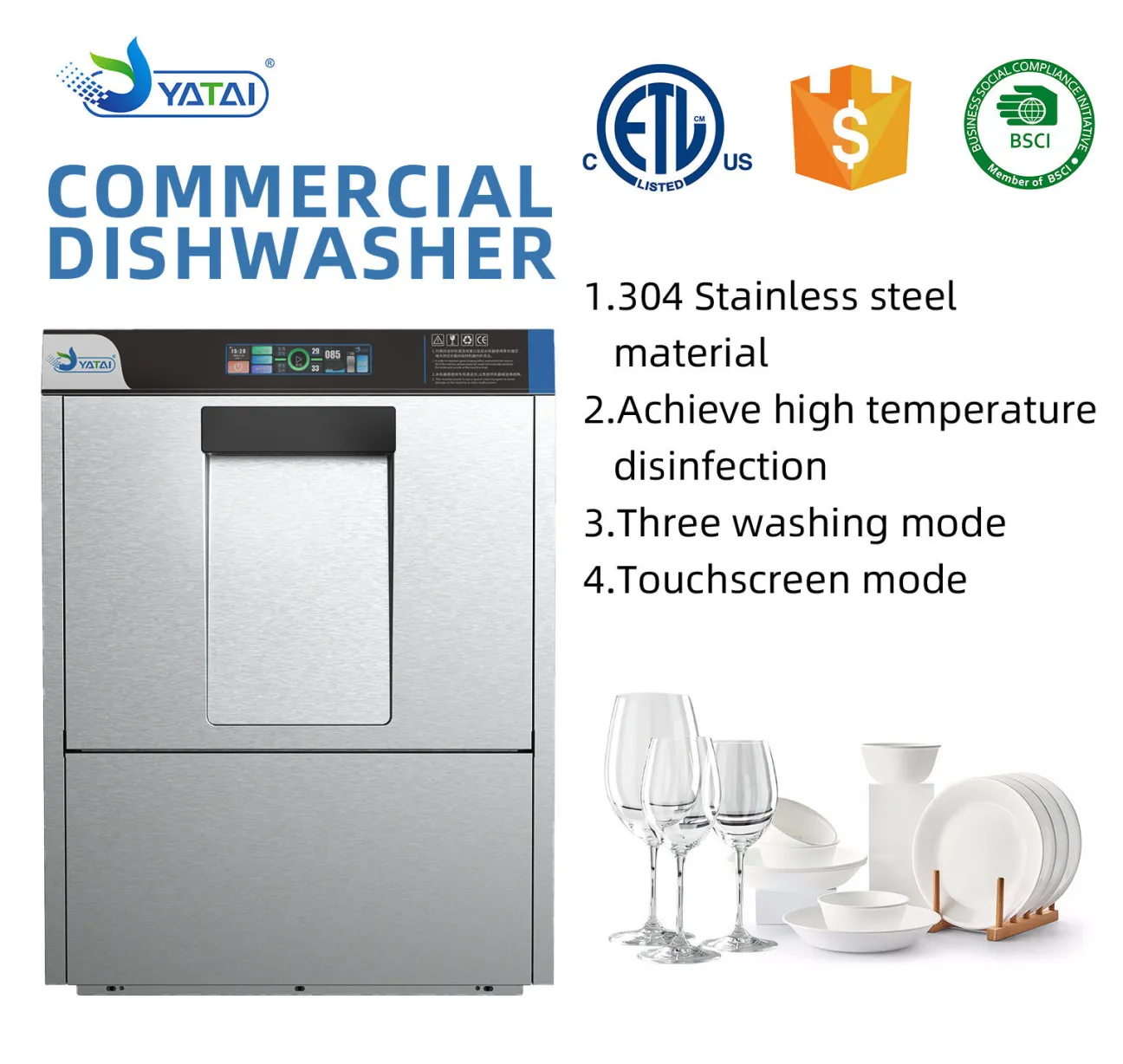 High Quality Commercial Small Under Counter Dishwasher Hotel Restaurant Kitchen Stainless Steel Dish Washing Machine - Dishwasher - foodmachtech