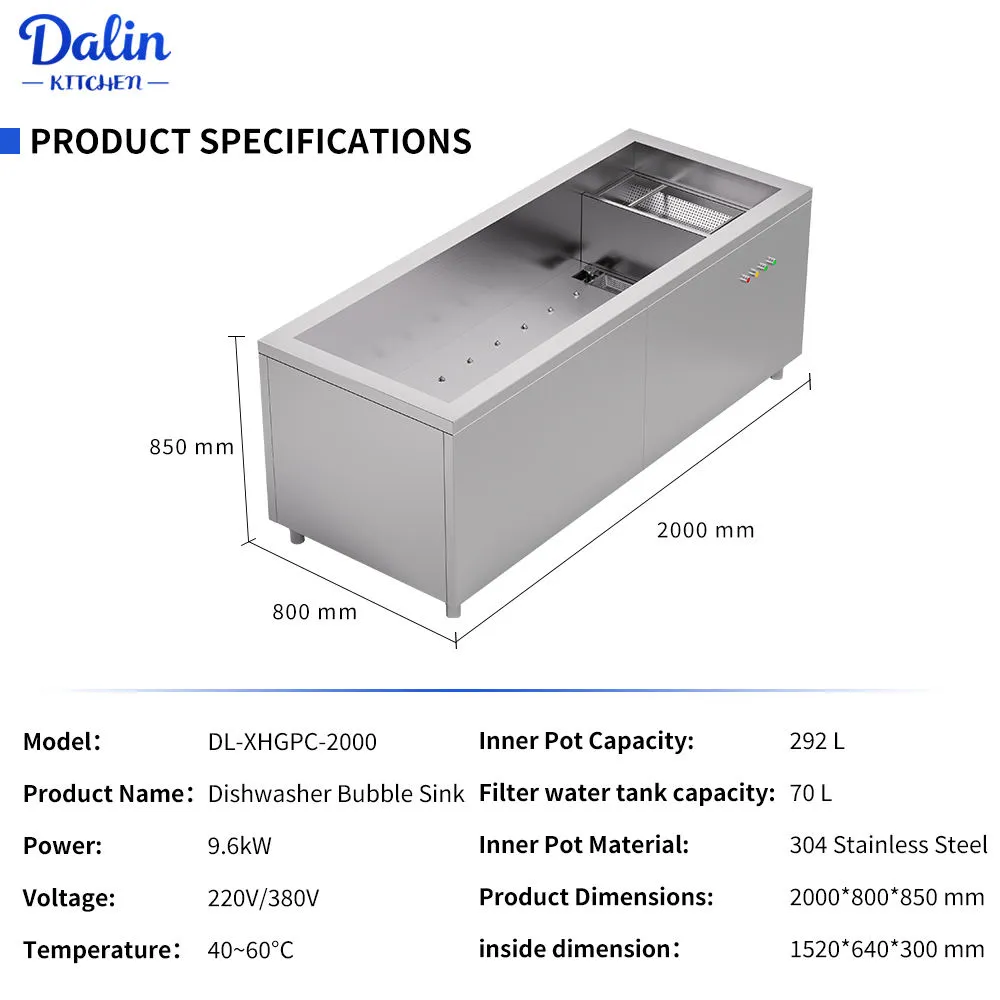China Factory Direct Price Bubble Pool Dishwasher Professional Stainless Steel Electric Best for Sink Kitchen Use - Vegetable Washing Basin - foodmachtech