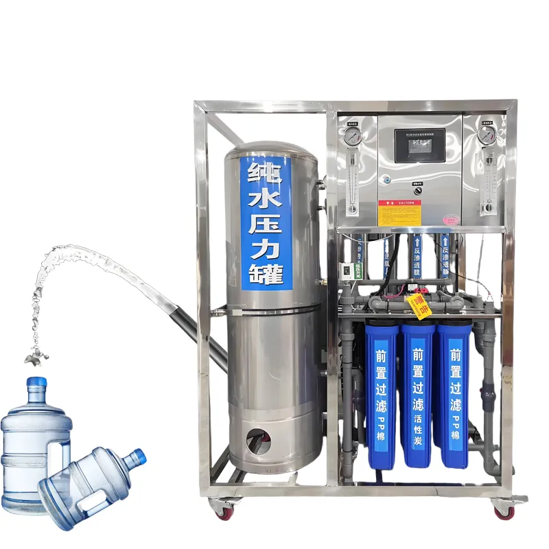 Integrated Small Scale Water Purifier 250 500 1000 LPH Reverse Osmosis System with Pure Water Storage Tank - Ro Reverse Osmosis Pure Water Machine - foodmachtech