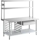 Mesa De Trabalho De Padaria De Restaurante Comercial Mesa De Prep De Aço Inoxidável Com Double Overshelf - Carrinho cozinha - foodmachtech