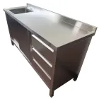201/304 Stainless Steel Storage Cabinet with Sink and Drawers - Kitchen Cart - foodmachtech