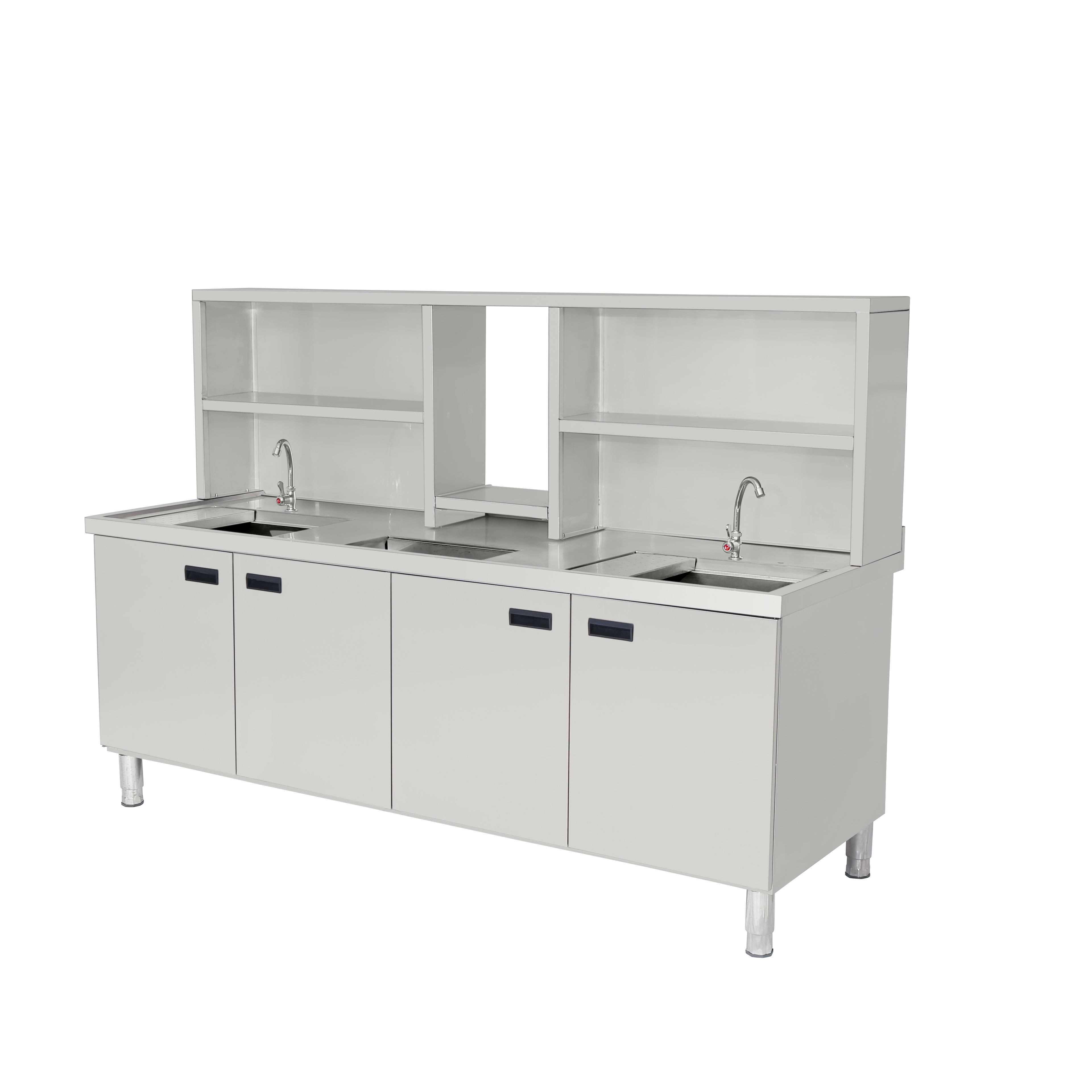 Кухонный шкаф 304 Шкаф для хранения нержавеющей стали с раковиной для ресторана