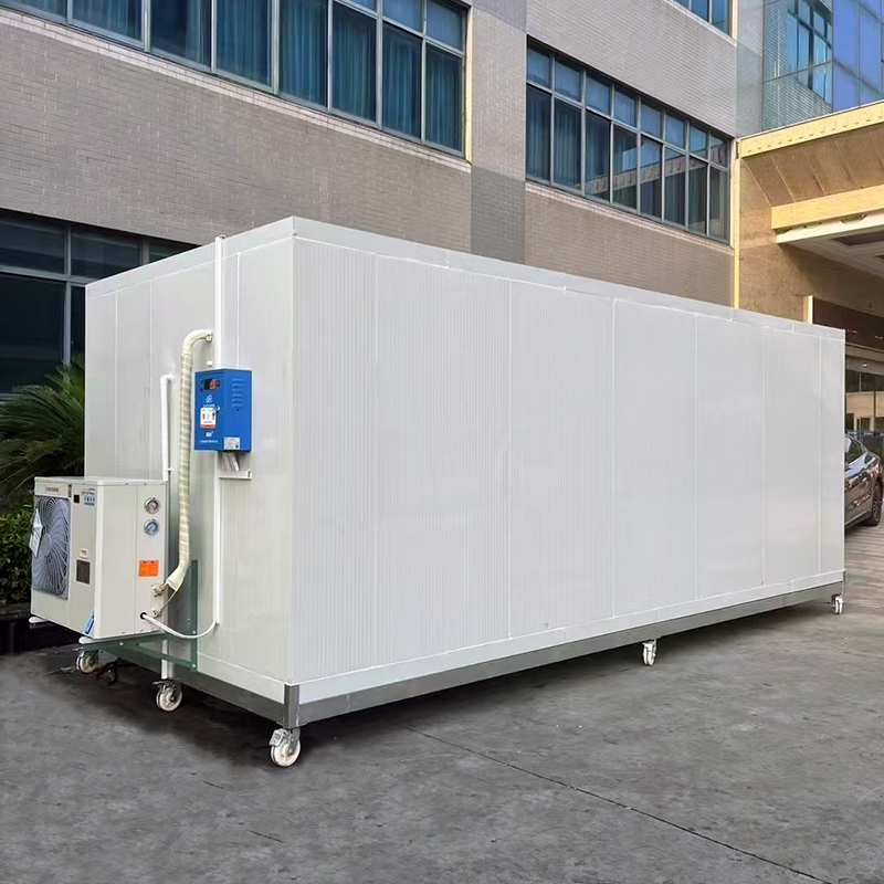 果物や野菜の冷凍に使用される強力な工業用冷凍システムを備えた冷蔵室