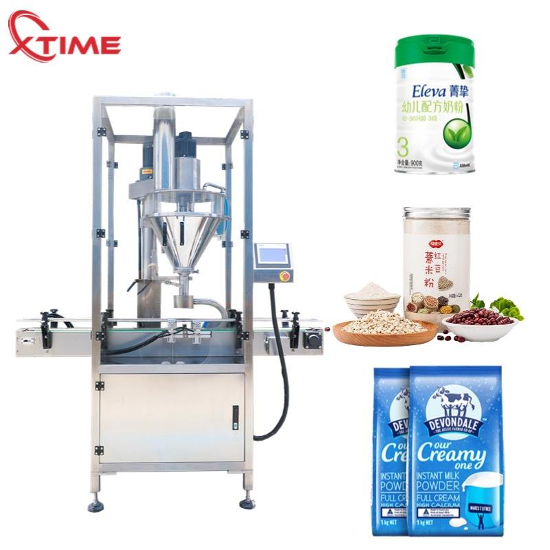 Empaquetadora automática de botellas de plástico Máquina de llenado de condimentos Proteínas Café Especias Polvo seco Auger Filler