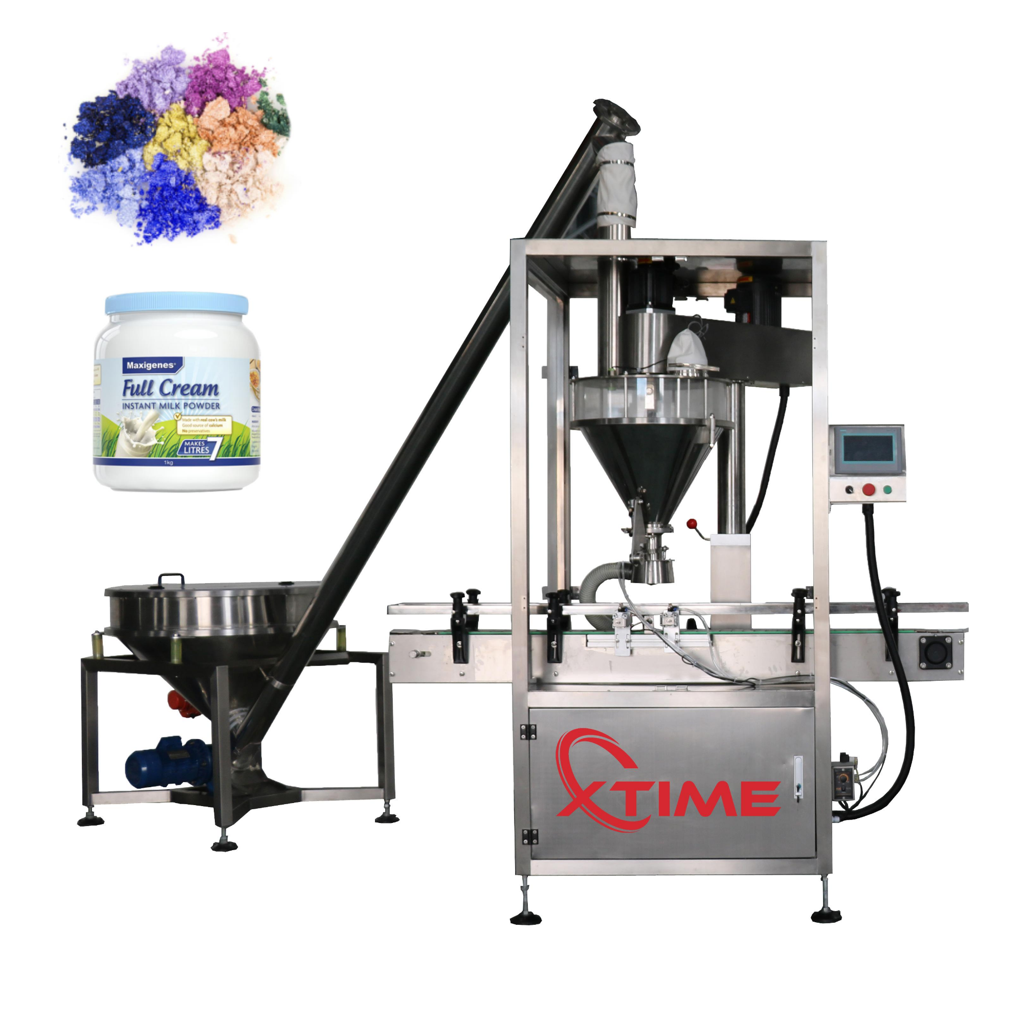 Máquina de llenado de pesaje de tornillo de especias en polvo de café de tarro de botellas de PET completamente automática