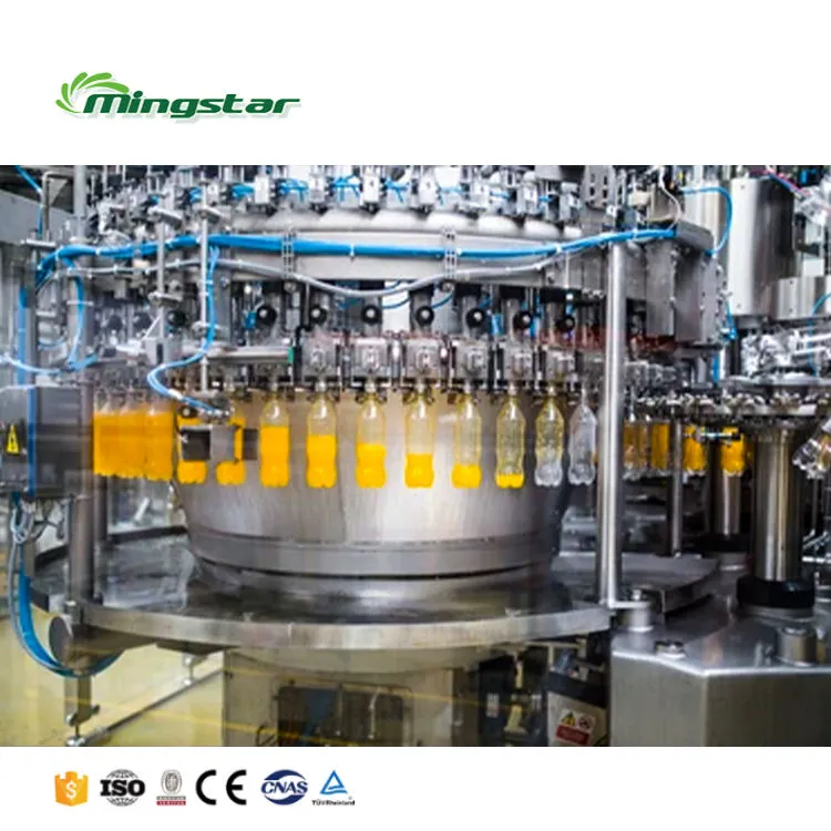 Tres automáticos de alta precisión en una botella de jugo de caña de azúcar que hace la máquina de llenado de bebidas para el jugo de manzana - Línea de producción de bebidas - foodmachtech