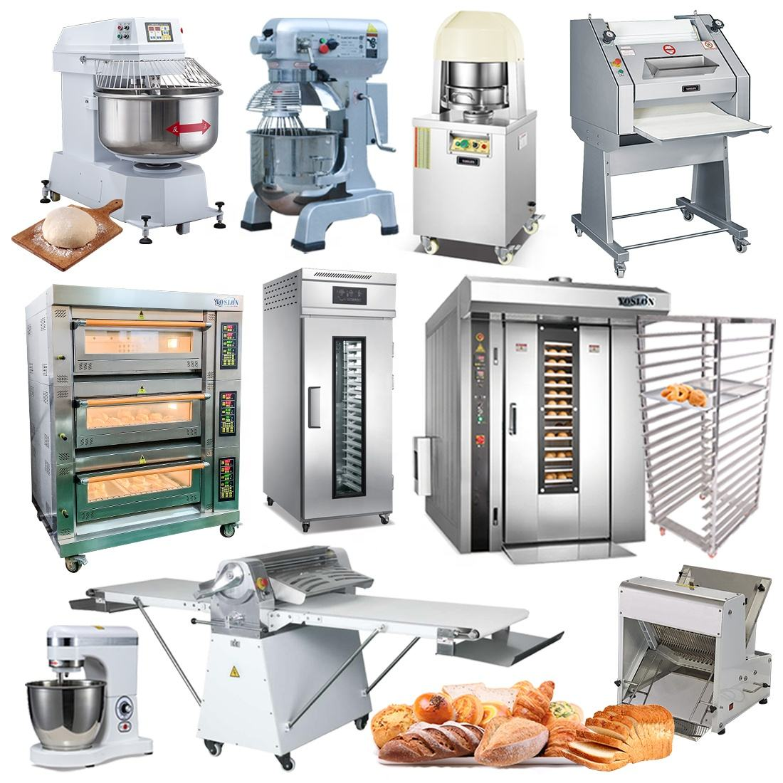 Yoslon Guangzhou comercial industrial eléctrico automático pan hornear horno panadería equipo conjunto completo