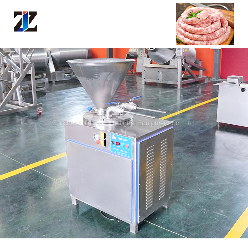 เครื่องบรรจุไส้กรอกแฮมอัตโนมัติเต็มรูปแบบเครื่องบรรจุไส้กรอกสแตนเลสกระเทียมไส้กรอกเครื่องบรรจุไฮดรอลิก