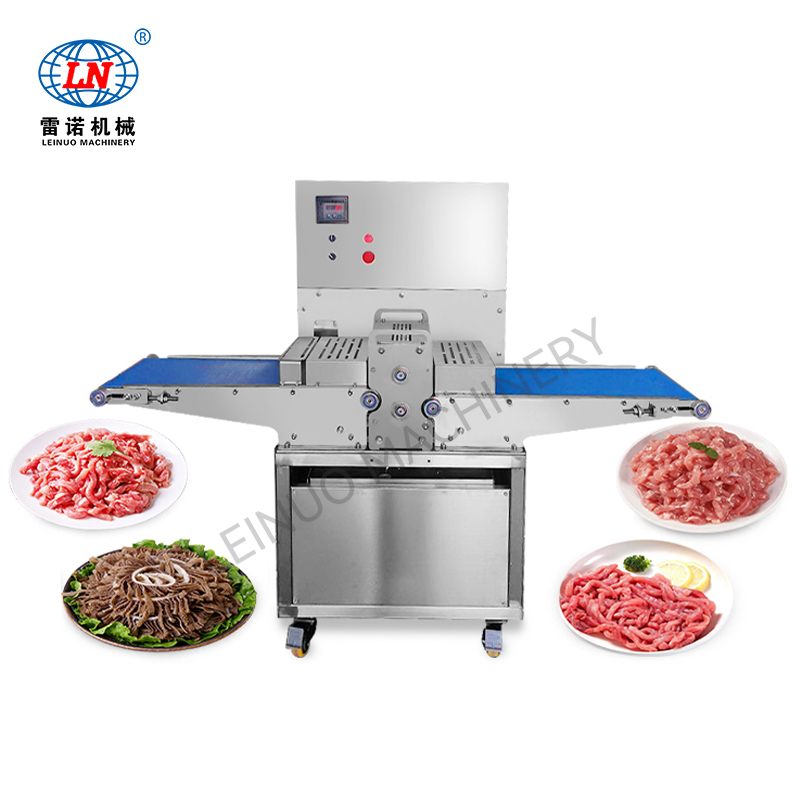 เครื่องหั่นเนื้อสดเชิงพาณิชย์-อุปกรณ์สแตนเลสอัตโนมัติเต็มรูปแบบสำหรับการหั่นหมูและเนื้อวัวลงในแถบได้อย่างรวดเร็ว