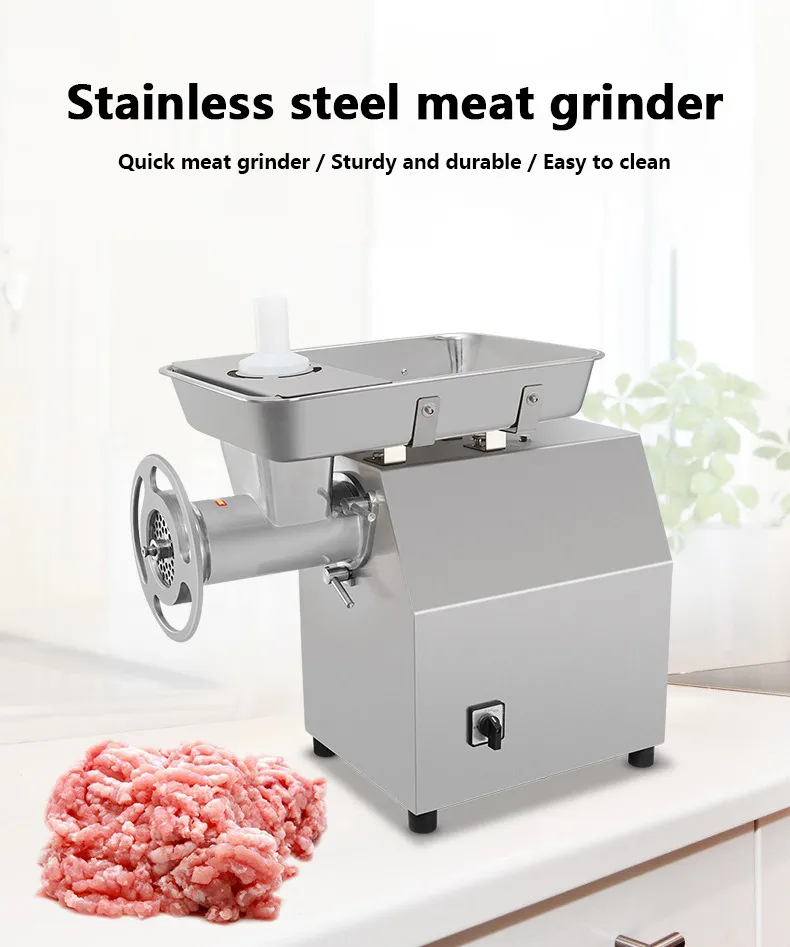 Máy xay thịt bằng thép không gỉ Tự động chạy điện mới 250 kg/giờ Công suất phục vụ ăn uống gia dụng quy mô nhỏ Bảo hành 1 năm - Máy Nghiền - foodmachtech