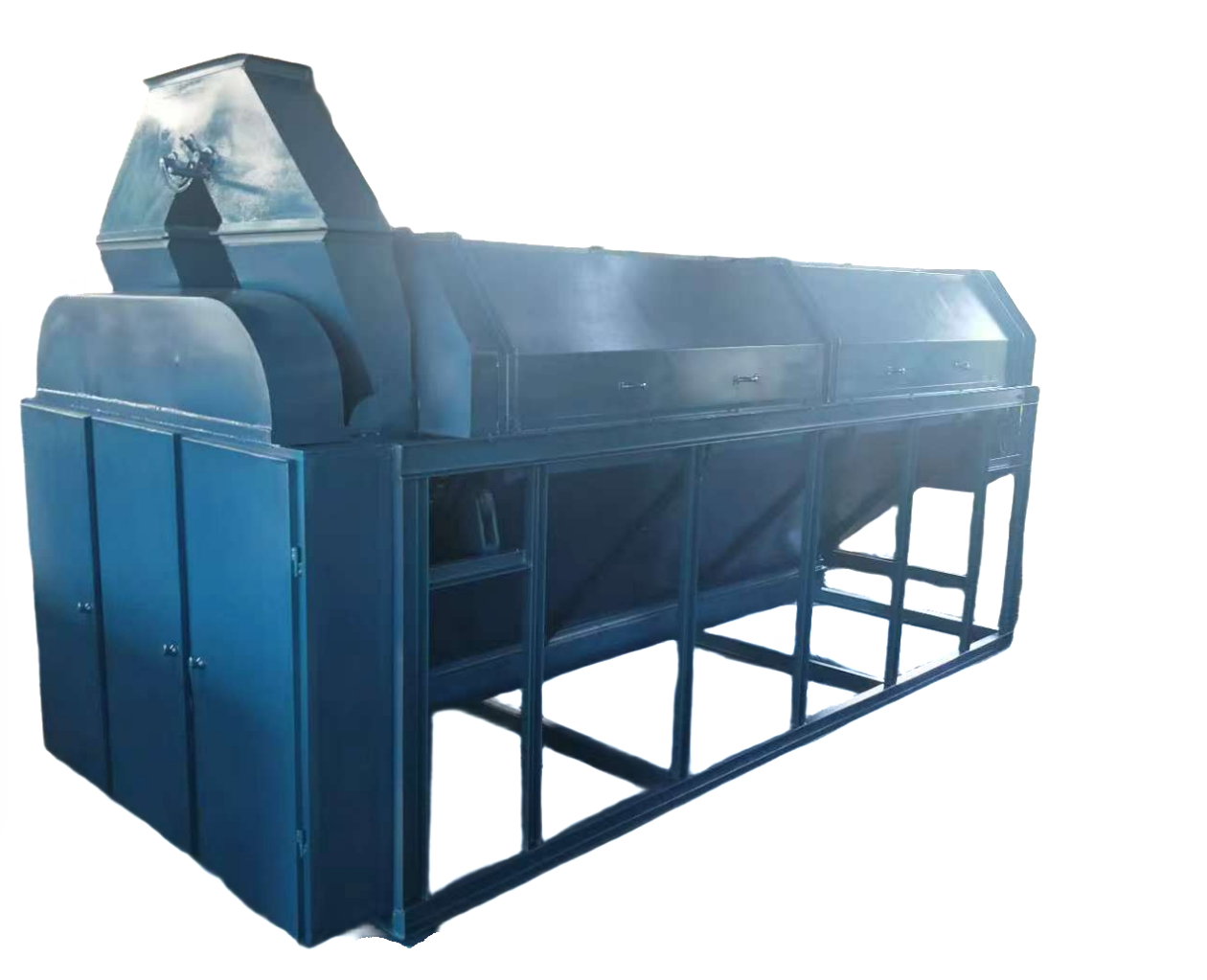 The FLY2-80 double cylinder round screening material is composed of carbon steel and cast iron parts, and the core components ar