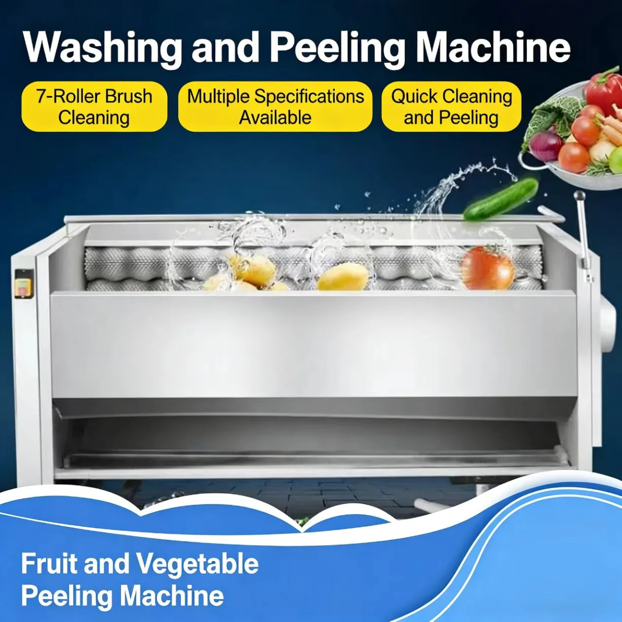 Commercial sweet potato brush roller cleaning machine large radish and potato peeling and cleaning equipment root vegetable .. - Cleaning Machine - foodmachtech
