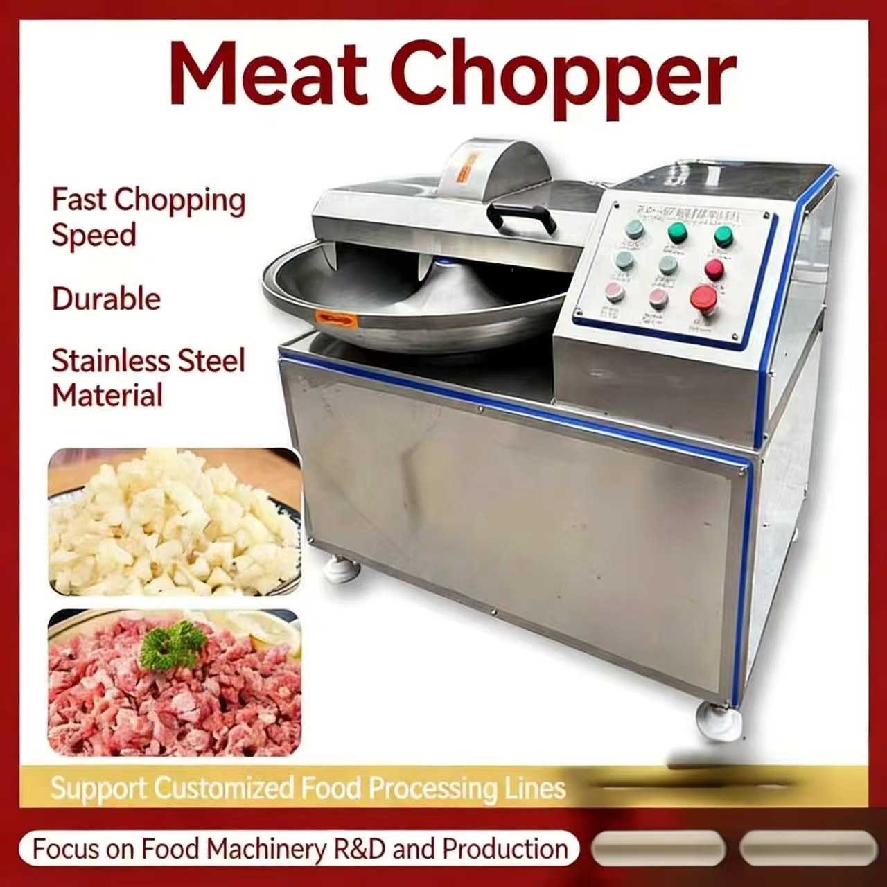 มัลติฟังก์ชั่นลูกชิ้นลูกชิ้นความเร็วคู่สับสแตนเลสผลไม้เชิงพาณิชย์และผัก ..