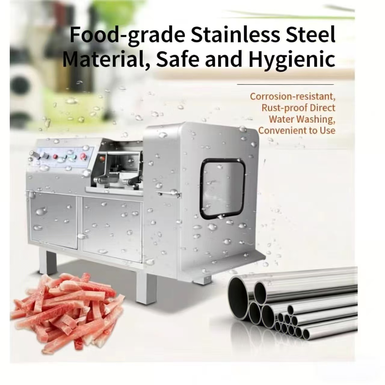 เครื่องตัดเนื้อแช่แข็ง, เครื่องตัดผักและผลไม้, เครื่องตัดเนื้อสดอัตโนมัติเต็มรูปแบบ, ชิ้นหมูหั่นสี่เหลี่ยมลูกเต๋าเครื่องตัดหมู