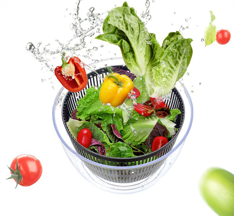 เครื่องอบสลัดแบบกดผัก dehydrator เครื่องปั่นสลัดข้าวโพดและผักอ่างล้างหน้า Water drainer คู่มือการล้างผลไม้