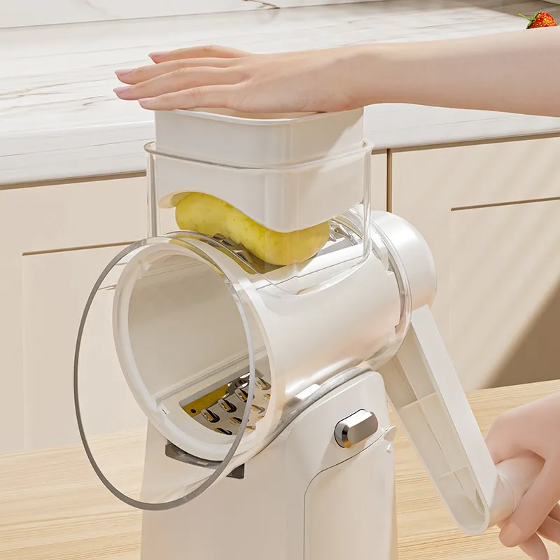 Nuevo multi-funcional frutas y verduras cortador tambor manivela rallador slicer cocina uso comercial patata rallador/trituradora - Cortador de verduras - foodmachtech