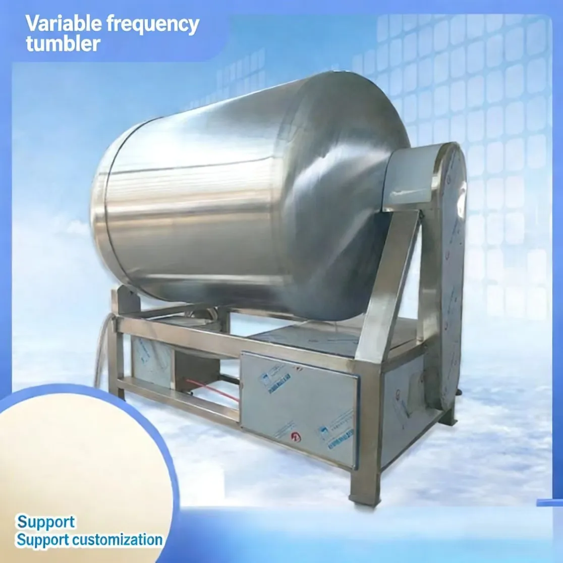 Vaso de vacío comercial equipo de marinado de conversión de frecuencia automática para pollo y pato equipo de curado rápido de carne - Vaso sin asa - foodmachtech