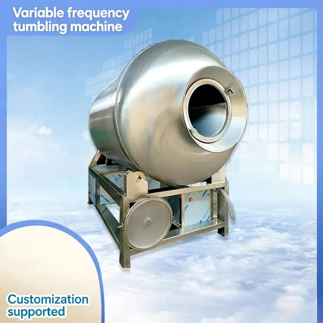 Vaso de vacío comercial equipo de marinado de conversión de frecuencia automática para pollo y pato equipo de curado rápido de carne - Vaso sin asa - foodmachtech