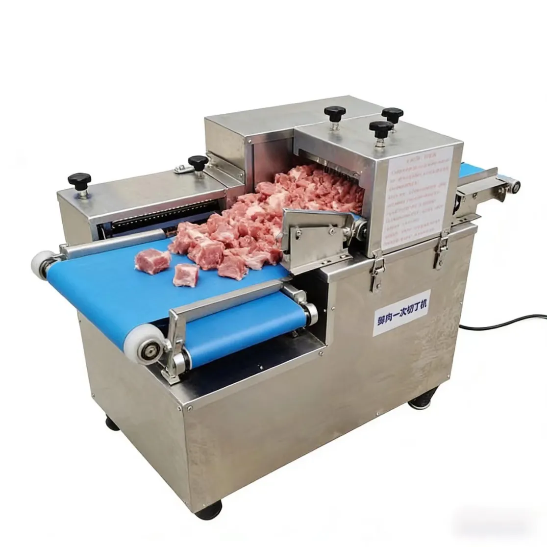 Máquina de corte de cerdo estofado comercial de un paso cortador de tira de carne fresca máquina de cubicación de vientre de cerdo equipo de división de tira de cerdo - Máquina de corte de cubo de carne - foodmachtech