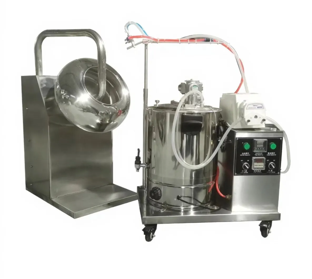 Máquina de capa de la eficacia alta con el sistema de rociadura líquido automático - Bote recubierto de azúcar - foodmachtech