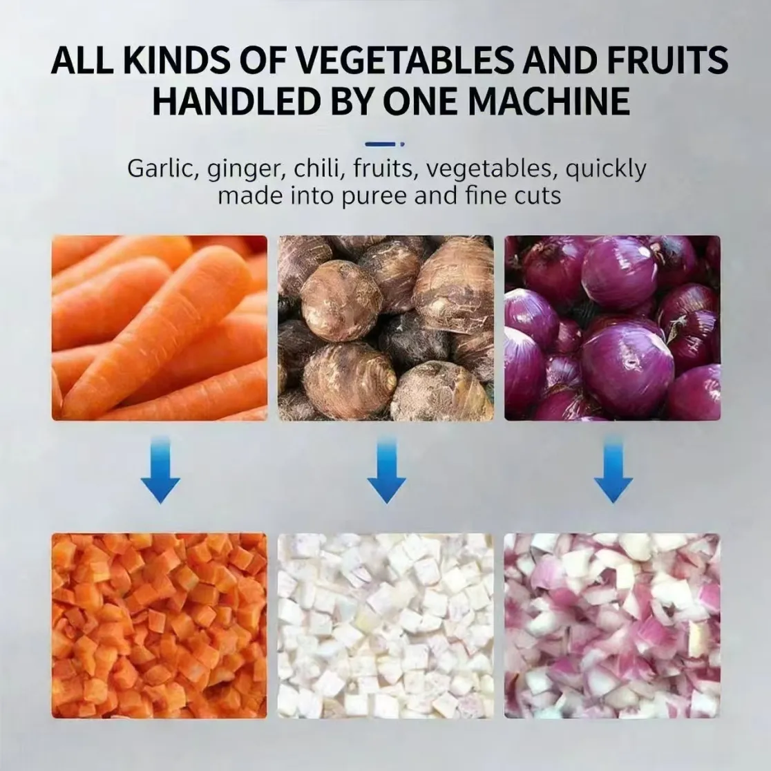 Hochgeschwindigkeits-Obst-und Gemüse würfel maschine, Karotten-und Pilz würfel maschine, handels übliches Mango-Würfeln und-granulieren - Gemüses ch neider - foodmachtech