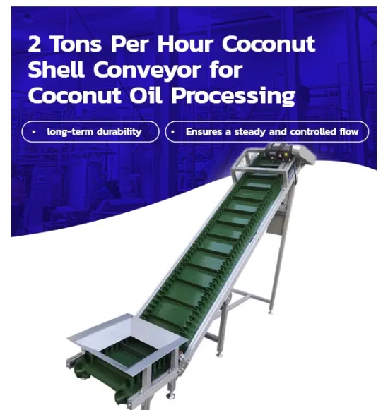 Alta Qualidade 2 Toneladas Por Hora Aço Carbono Coconut Shell Transportador para Processamento De Óleo De Coco