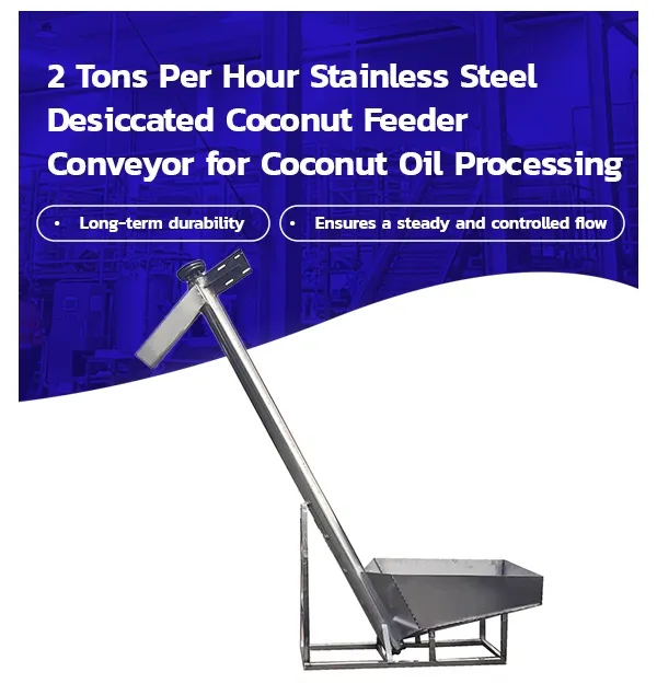 Alta calidad 2 toneladas por hora de acero inoxidable desecado transportador alimentador de coco para el procesamiento de aceite de coco - Línea de producción de petróleo - foodmachtech