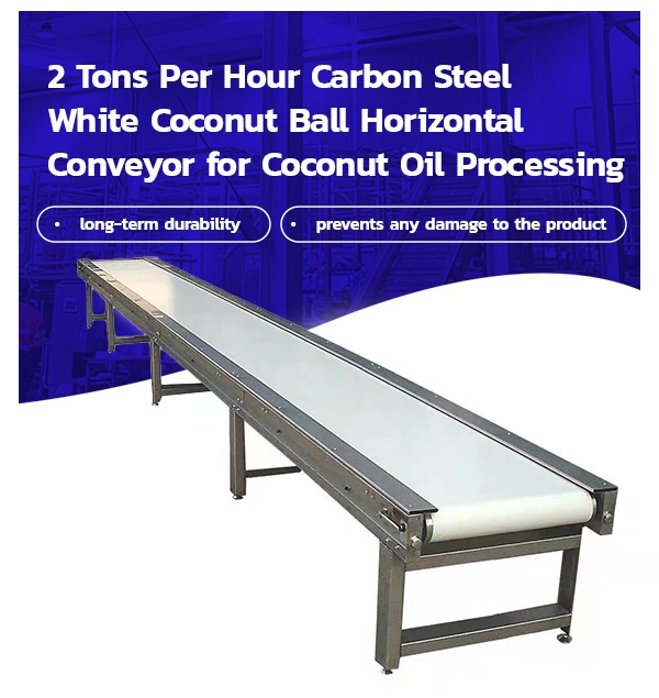 High Quality 2 Tons Per Hour Carbon Steel White Coconut Ball Horizontal Conveyor for Coconut Oil Processing