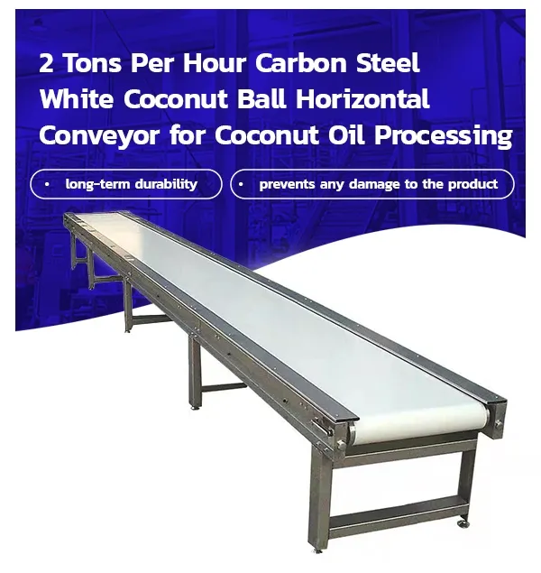 2 toneladas de alta calidad por transportador horizontal blanco de la bola del coco del acero de carbono de la hora para el proceso del aceite de coco - Línea de producción de petróleo - foodmachtech