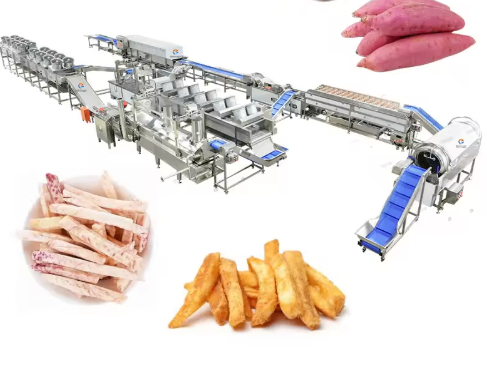 3-in-1 Integrated Processing line for Potato taro Yam washing, Peeling, Cutting, frying