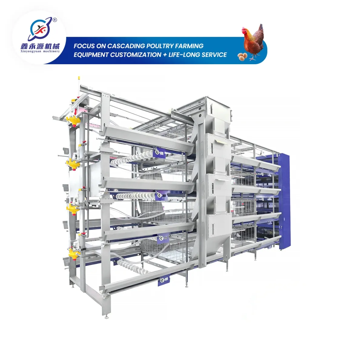 High-rise gaiolas ninhada automatizadas - Brocando gaiola - foodmachtech
