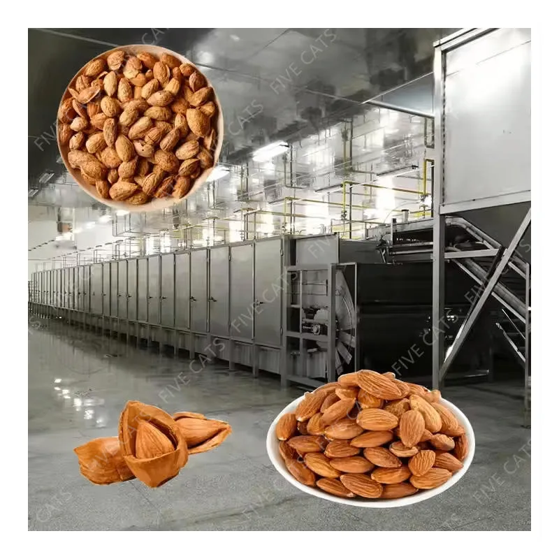 Clasificación automática de almendras industriales Cracking Crushing Peeling Clasificación Tostado Máquina de descascarado Procesamiento Línea de producción - Máquina de asar - foodmachtech