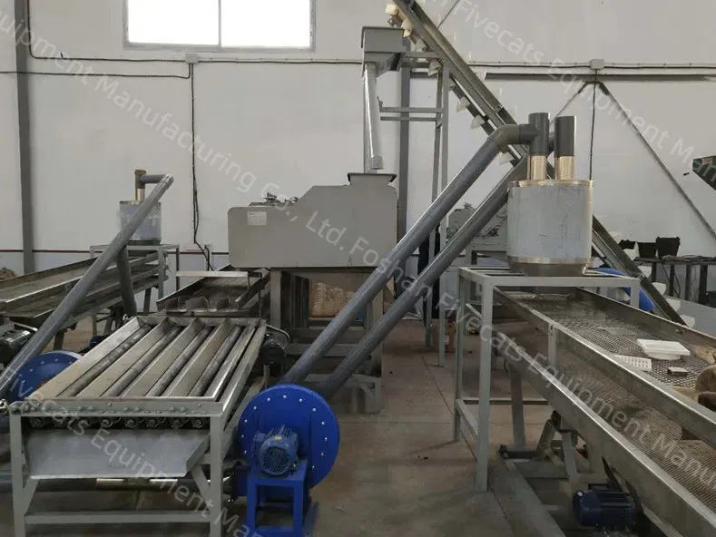 Tuerca limpieza remojo vapor tostado bombardeo agrietamiento secado kernel peeling clasificación máquina de procesamiento línea de producción - Máquina de asar - foodmachtech