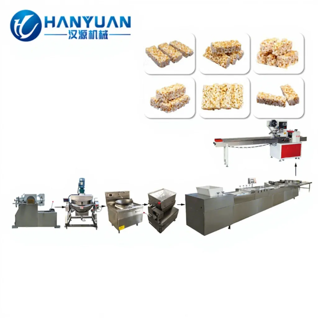 Puffed Rice bar Production Line/puffed Rice bar Cutting Machine/rice bar Forming Machine - Extruder - foodmachtech