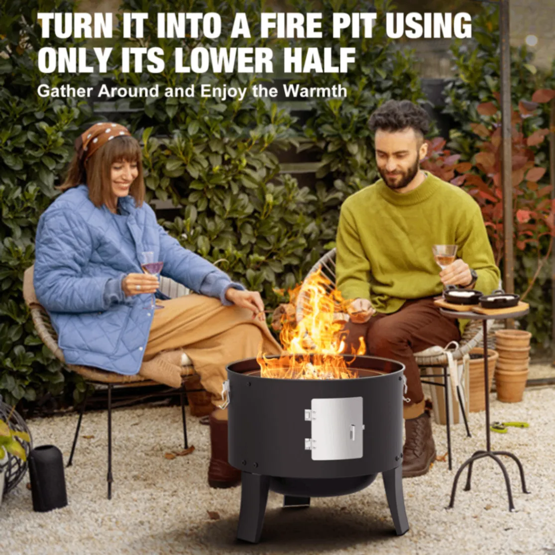En plein air Vertical 3-en-1 Portable Premium Moderne En Acier Enduit De Poudre De Charbon Fumeur Grill avec Barbecue De Luxe Fonction - Fumer Four - foodmachtech