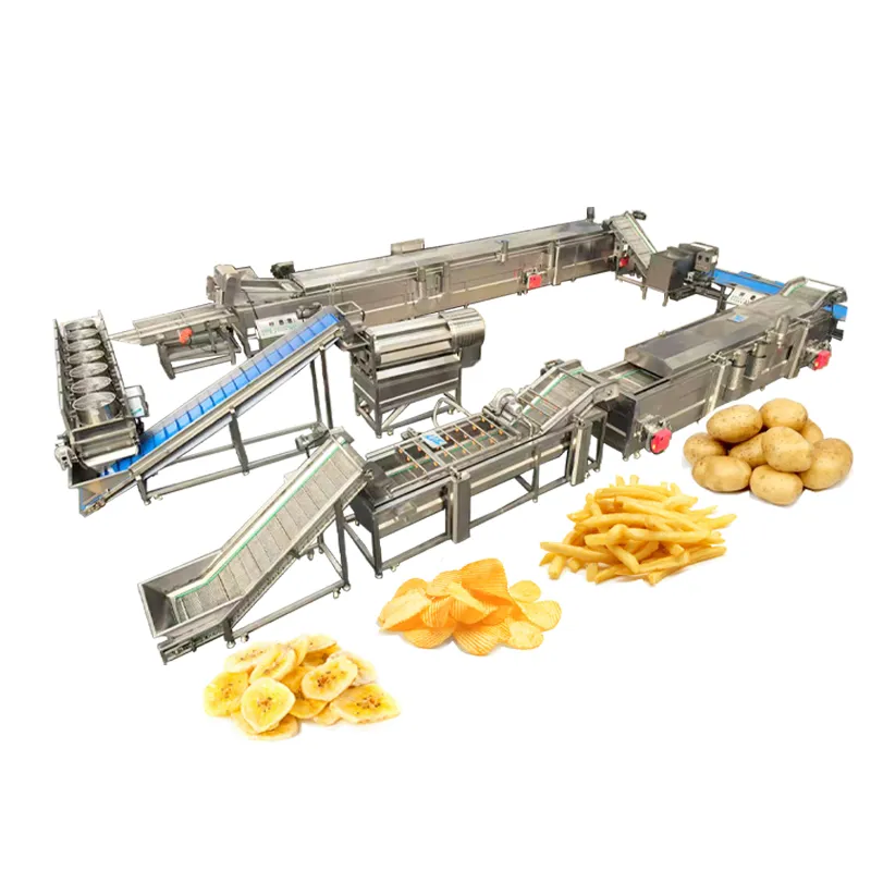 Chaîne de production complètement automatique de pommes frites de pommes chips friteuse avec l'échangeur de chaleur - Machine à frire - foodmachtech