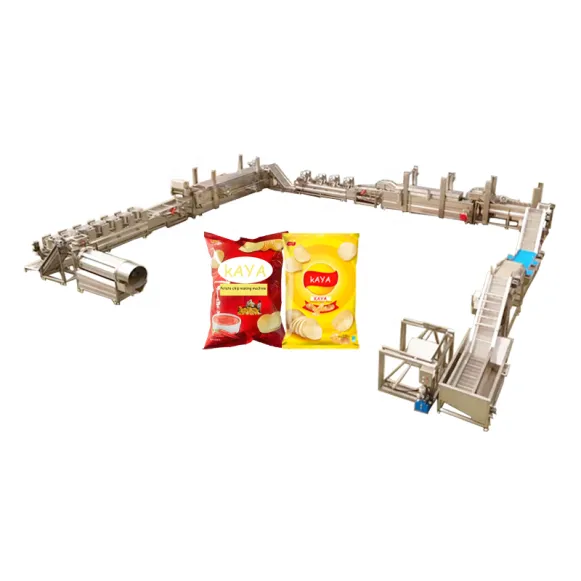 Batata frita automática cheia Linha De Produção De Fritas Fritadeira com Trocador De Calor