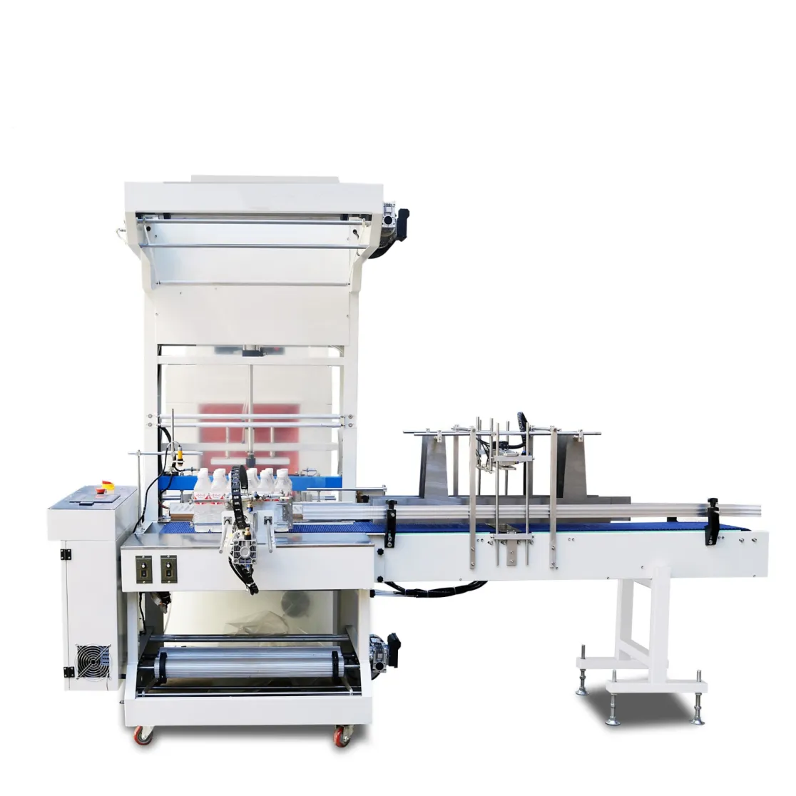Automatische Kunststoff abgefüllte Saft wasser PE Thermische Schrumpfung und Hülse Verpackungs maschinen 24 Flaschen - Schrumpfverpackungsmaschine - foodmachtech