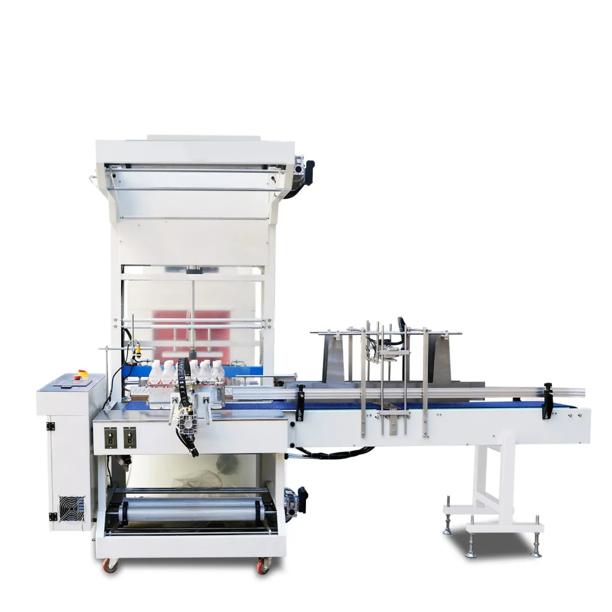 Automatic Plastic Bottled Juice Water PE Thermal Shrinking and Sleeve Packaging Machinery 24 Bottles - Heat Shrink Packaging Machine - foodmachtech