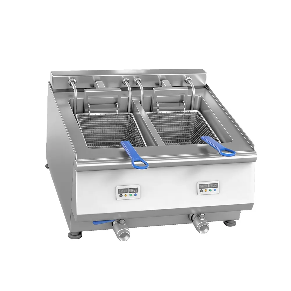 Seta profunda de elevación automática del rollo de primavera del cerdo crujiente de las patatas fritas de la freidora comercial de 230 ℃ con el sistema del control de la temperatura - Freidora profunda - foodmachtech
