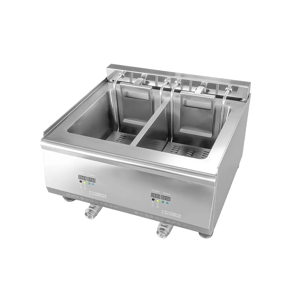 Seta profunda de elevación automática del rollo de primavera del cerdo crujiente de las patatas fritas de la freidora comercial de 230 ℃ con el sistema del control de la temperatura - Freidora profunda - foodmachtech